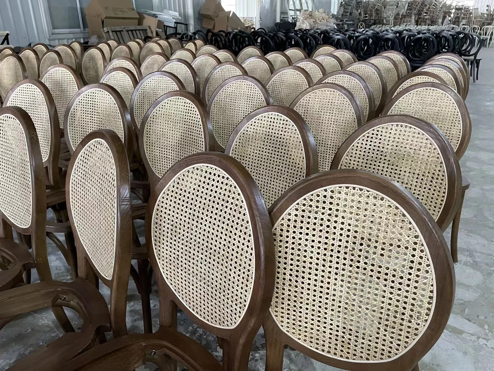 Round Back Cane Wicker Rattan Mesh Back Wood Restaurant Catering Cafe Dining Chair