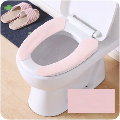 Winter Suede Washable Toilet Seat Cover Sitting Cushion Plain Color Paste Type Solid