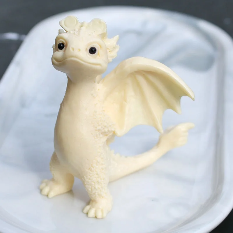 Hand Carved Natural Tagua Ivory Nut Cartoon Animals Figurine Fly Dragon Carving