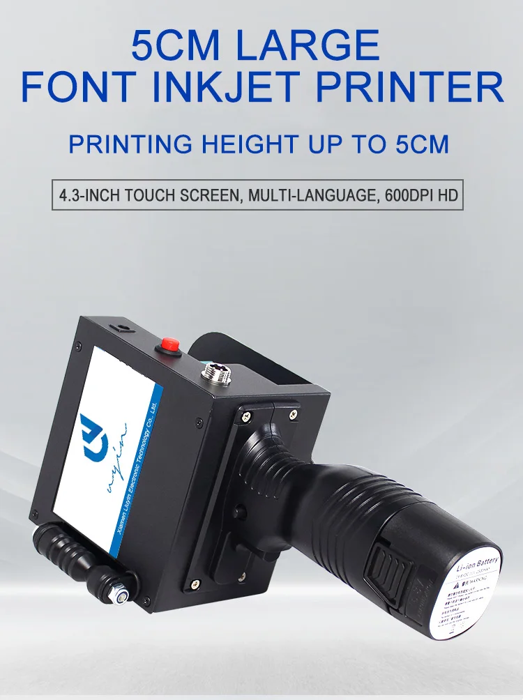 Uyin 50mm portable Handheld Inkjet QR Code date Printer on Wood, Metal, Plastic, Carton by Digital Printing Batch Coding Machine