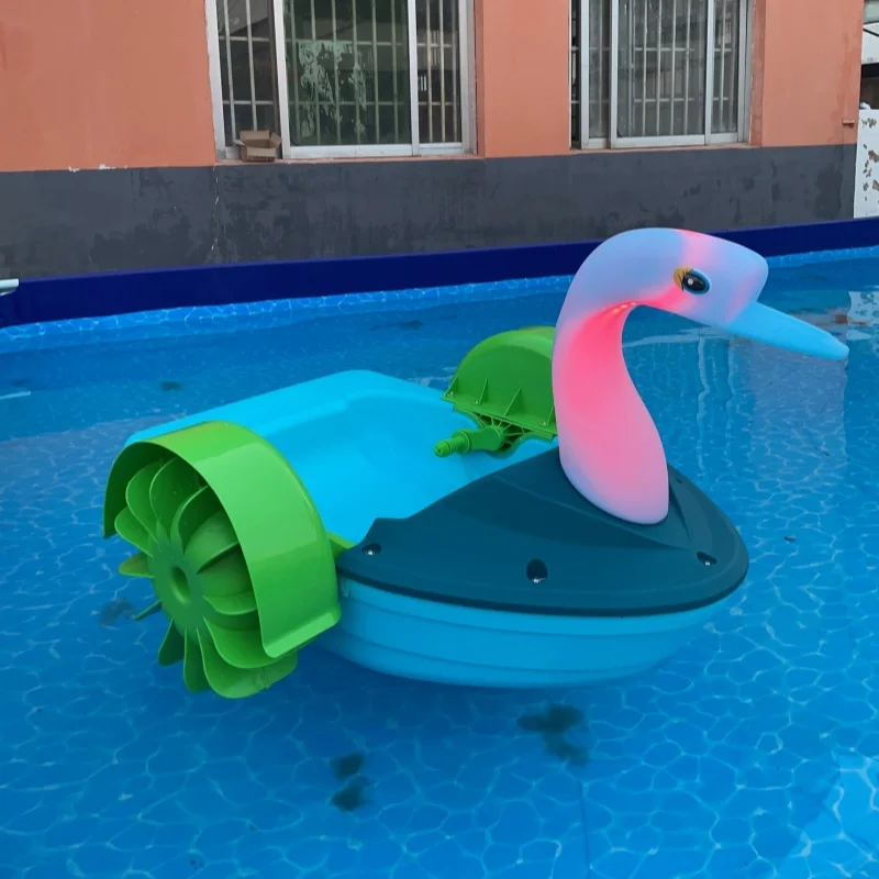 Customized shape swan frog durable HDPE with light mini kids paddle boat for sale
