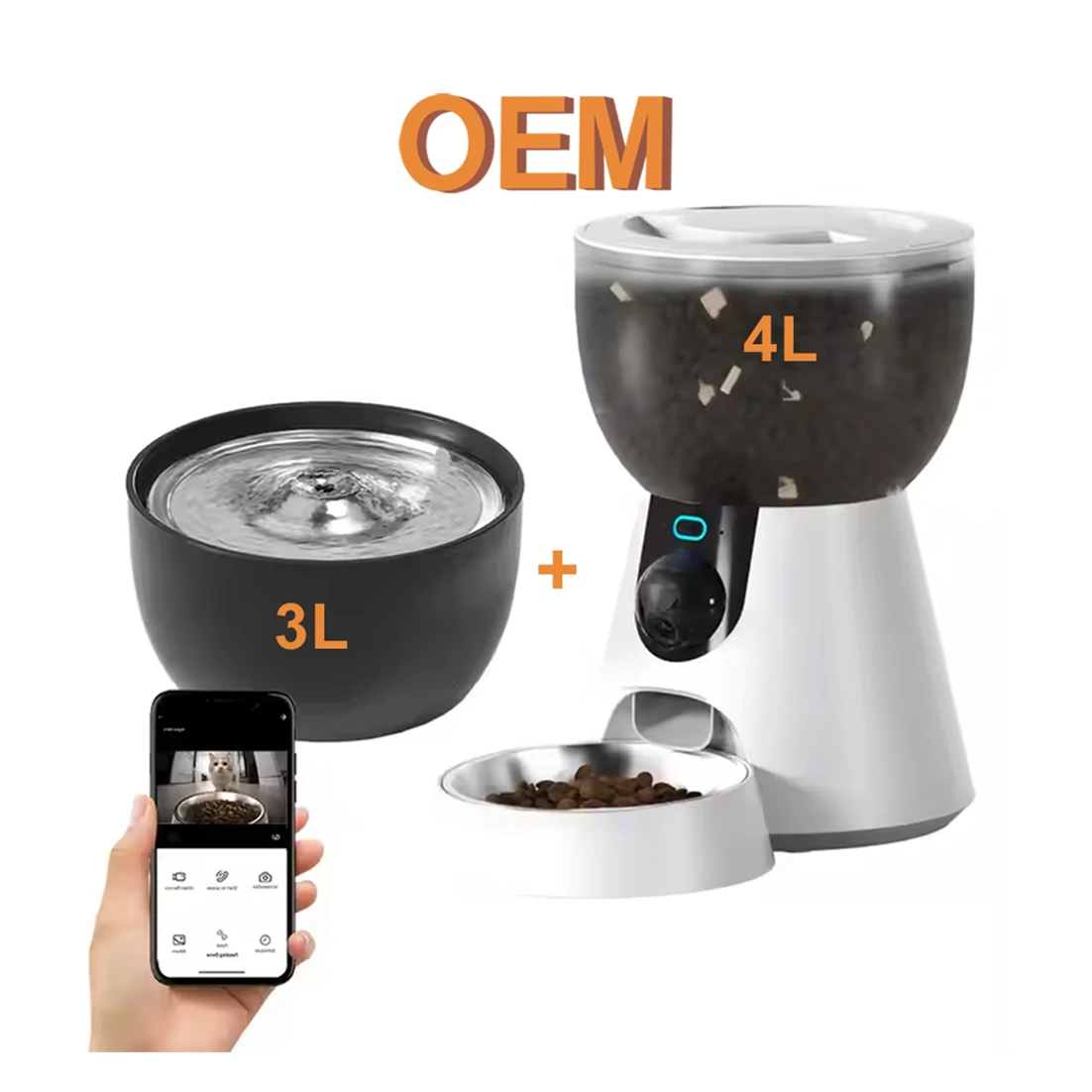 with Camera Smart Automatic Cat Dog Feeder And Water Fountain WIFI Remote Control Timing Automatic Pet Feeder Products