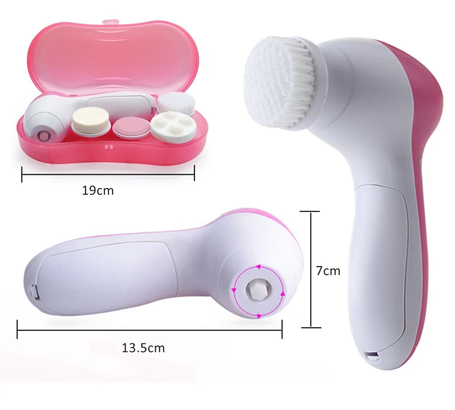 Face Scrubber 5 in 1 Face Cleansing Brush Electric Facial Exfoliator Silicone Exfoliating Skin Care Wash Face Cleaning Brush