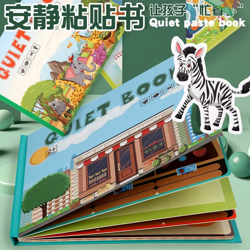 Children Montessori Preschool Busy Book Stickers Learning Sensory Animal Educational Activity Book for Toddlers