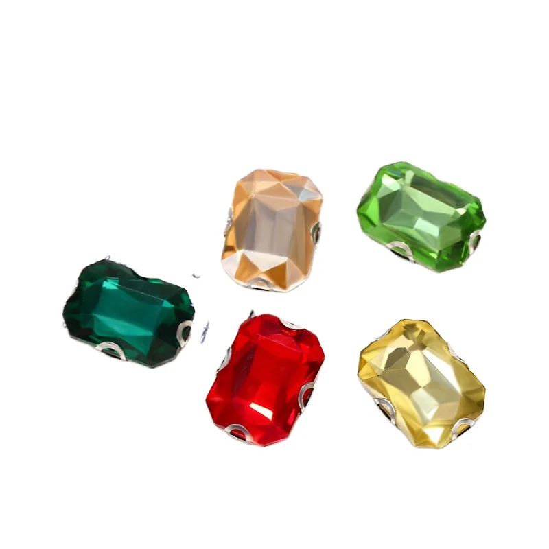 Китайский завод оптовая продажа 10*14 мм восьмиугольный камень пряжка со стразами серебряный коготь хрустальные бусины высокого качества для одежды