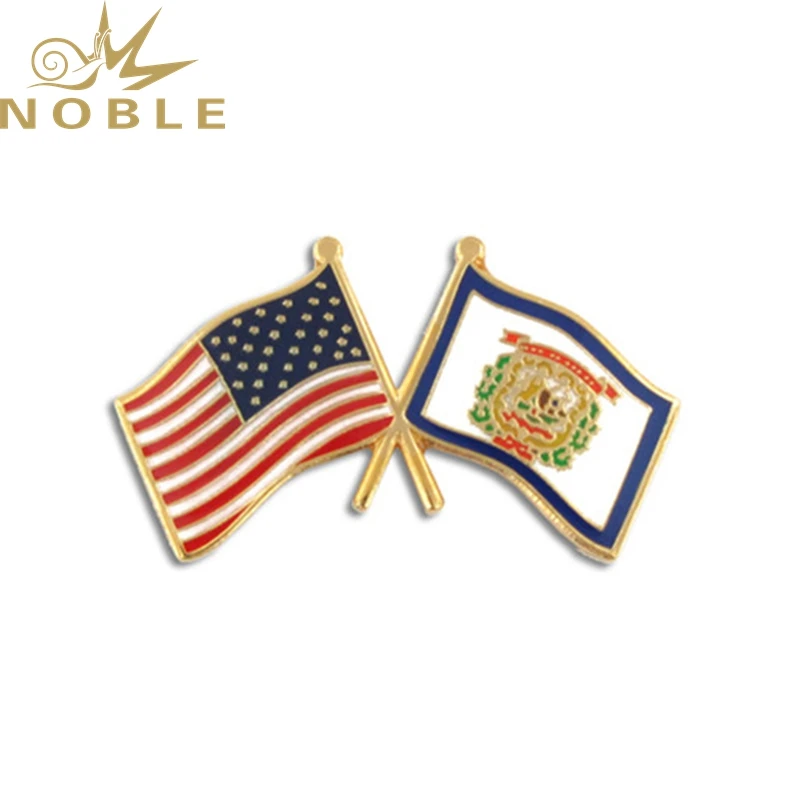 Factory Manufacturer America Flag Crossed Pins Metal Make America Great Again Vote Pins for Cloth