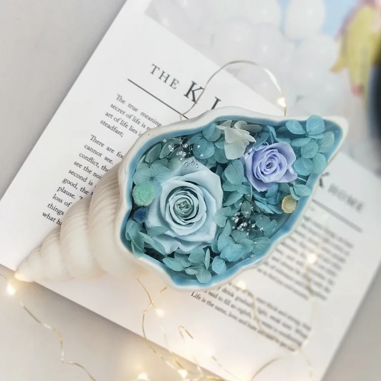 Blue ocean wind small conch ceramic flower ornaments container jewelry storage ashtray