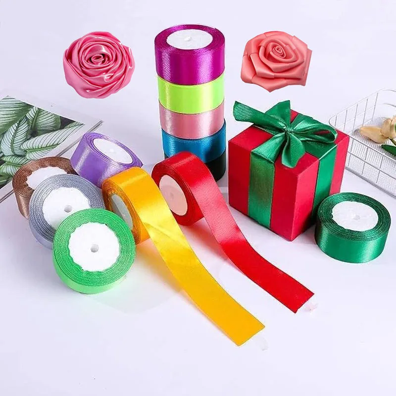 DIY solid color rose flowers celebrations valentines 1.5 inch gift satin ribbon 4cm for wedding