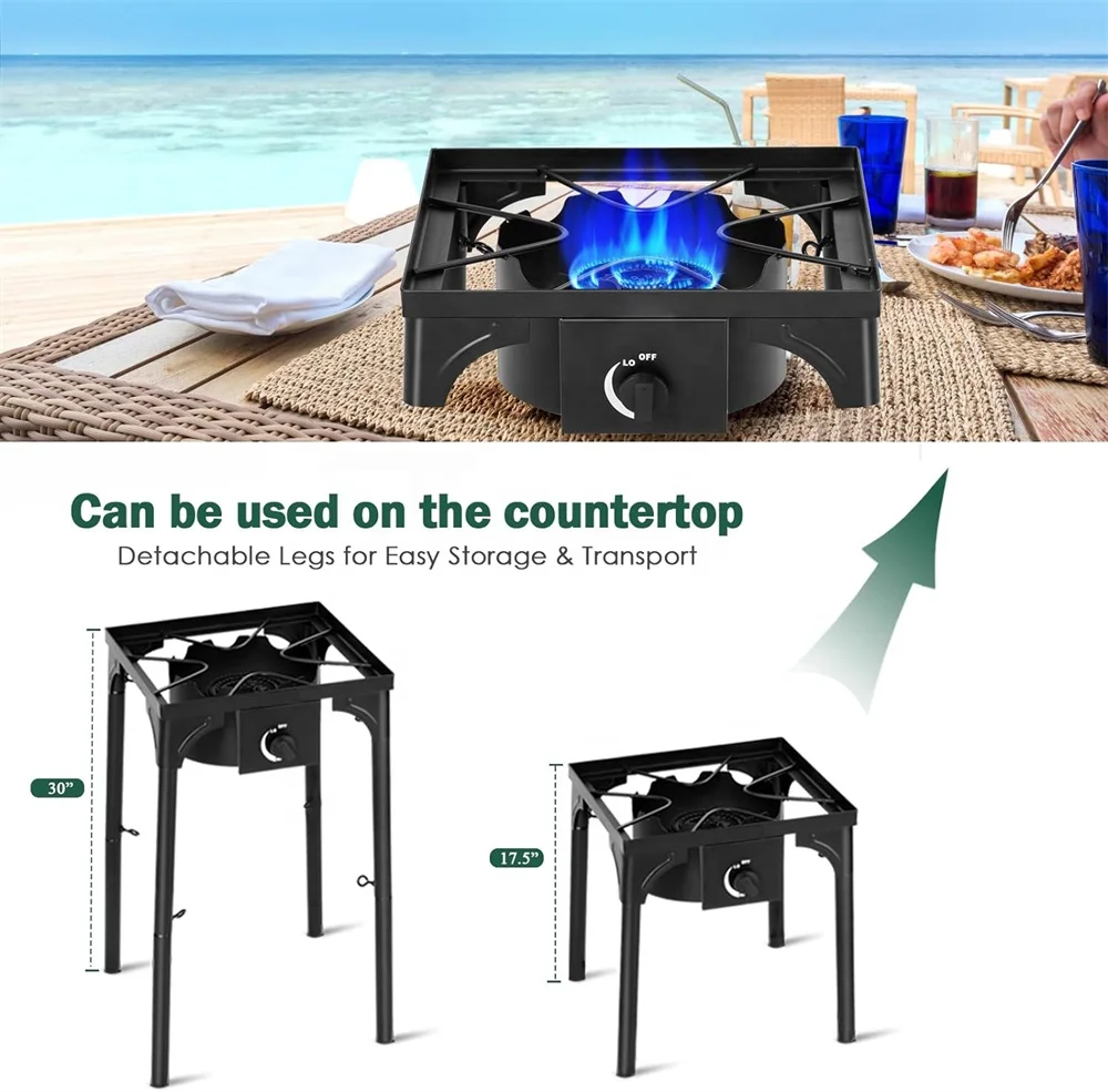 Durable Camping  Gas Stove Outdoor Gas Cooker 1-Burner Outdoor Gas Stove | 75,000 BTU Portable Propane-Powered cooker