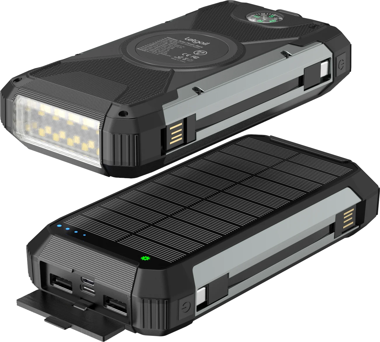 Solar Power Bank Qi Portable Charger PN-W25 20000mAh Wireless External Battery Pack Type C Dual Flashlight Solar Power Bank