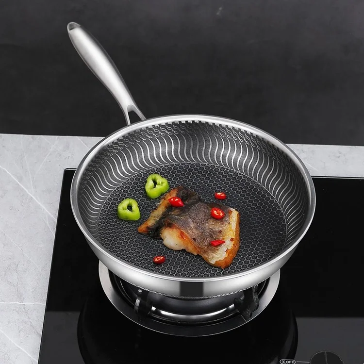 Factory Direct Triply Stainless Steel Cookware Non-stick Two Side Skillet Cooking Fry Pan Set Nonstick Frying Pan With Lid