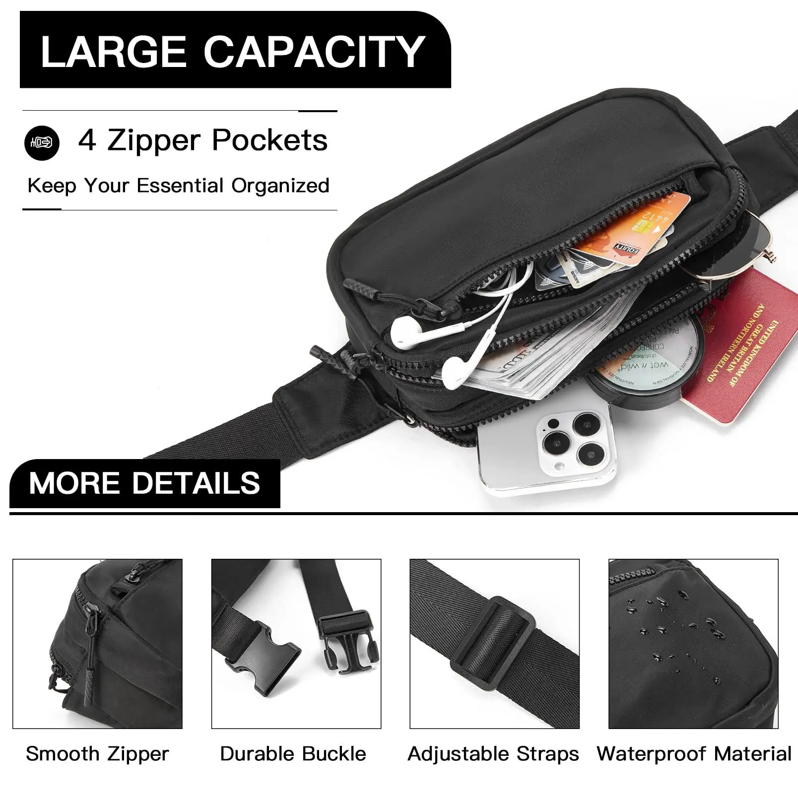 luxury waist bags custom wholesale price phone holder and crossbody chest bag sport waterproof waist bag cell phone adjustable