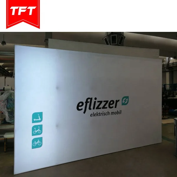 
Foldable Lightweight Portable Aluminum Curved Stretch Fabric Backlight Tradeshow Seg Pop Up Stand Banner 