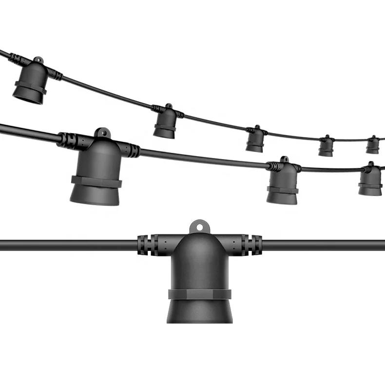 New E26 E27 Thread Lamp Holder Black Pvc Plant growth lights string outdoor waterproof garden courtyard decoration lighting