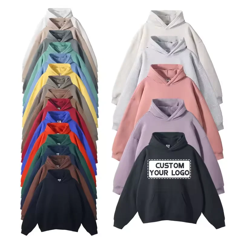 Wholesale High Quality Ow 100% Cotton Terry Cloth Pullover Hoodie for Men and Women Oversized Padded