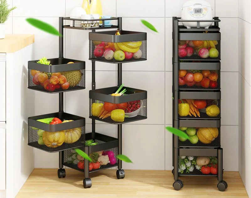 Multilayer Rotatable kitchen Storage fruit 360 Degree Rotating Baskets Vegetable Rack