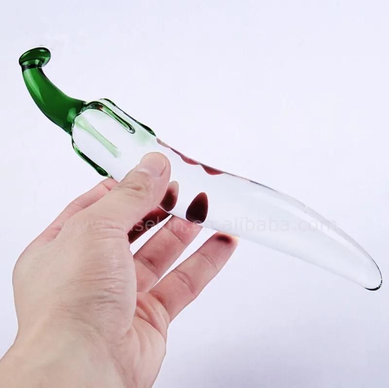 Crystal Glass Penis Chili Shape Vagina Anal Butt Plug Sex Toys For Woman Big Dildos