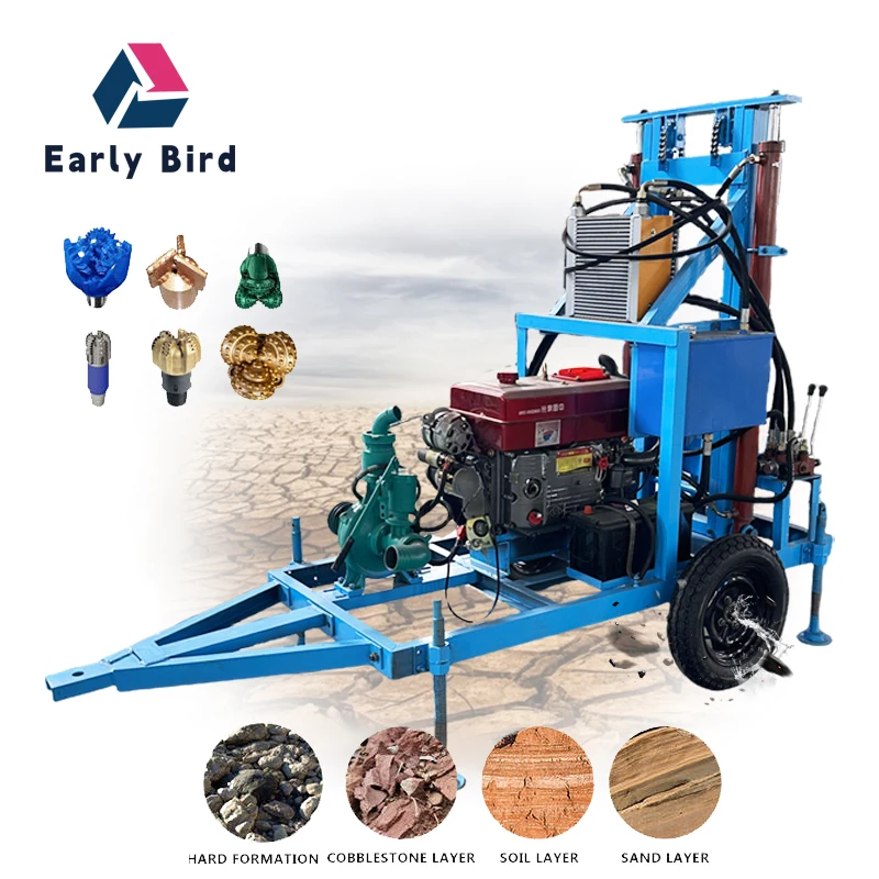 Best Sell Portable 150m 180m 200m Crawler Water Well Drill rig 150M Borehole Water Well Drilling Rig Boring EB Machine
