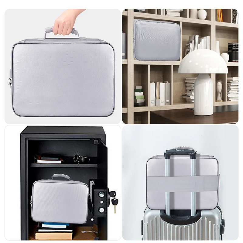 High Capacity Multi Functional Mesh Bag Fireproof WaterproofStorage Document Safe Portable Travel Home Organizer Bag