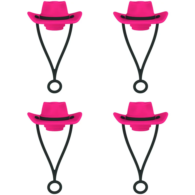 4pcs set Cowboy Hat Straw Cover Cap for Stanley Cup  Silicone Straw Topper Compatible with 30&40 Oz Tumbler with Handle