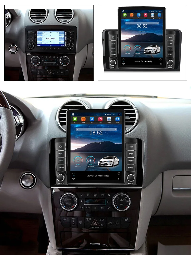 Tesla Android IPS 2.5D Car DVD Player For Benz Ml Gl W164 ML350 ML500 GL320 X164 ML280 GL350 GL450 4+64GB Carplay GPS Radio