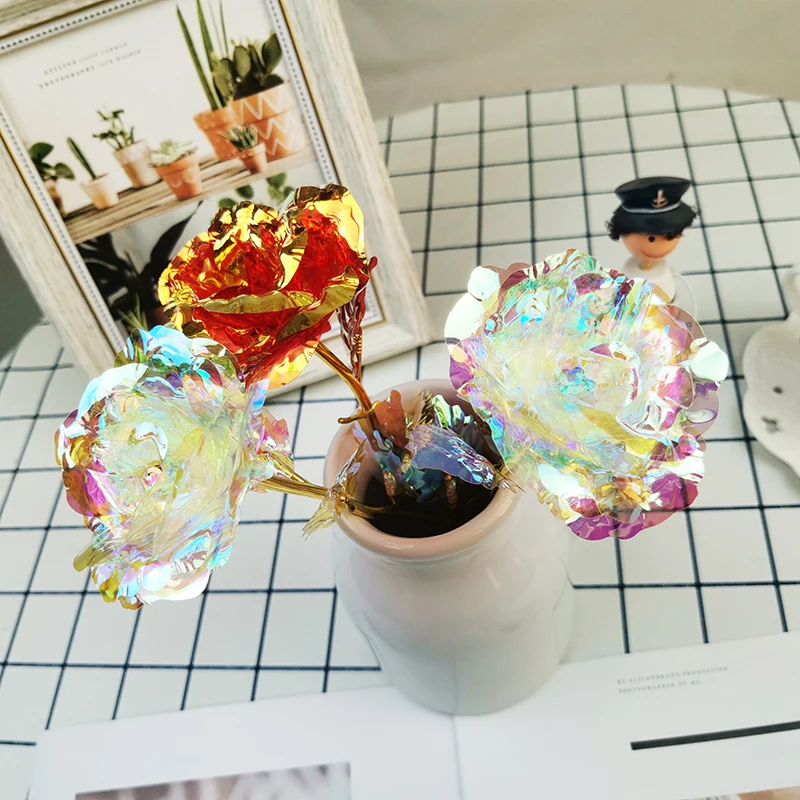 2022 Hot Sale Plated Rose 24K Gold foil Galaxy Eternal  Preserved Rose Flower Promotional gifts