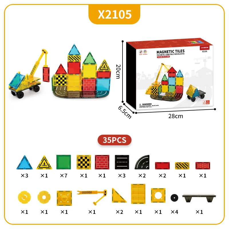 Magnetic Building Blocks Toddler Construction Toys Expansion Pack Plastic En71/CPC Certified Packaged Sets