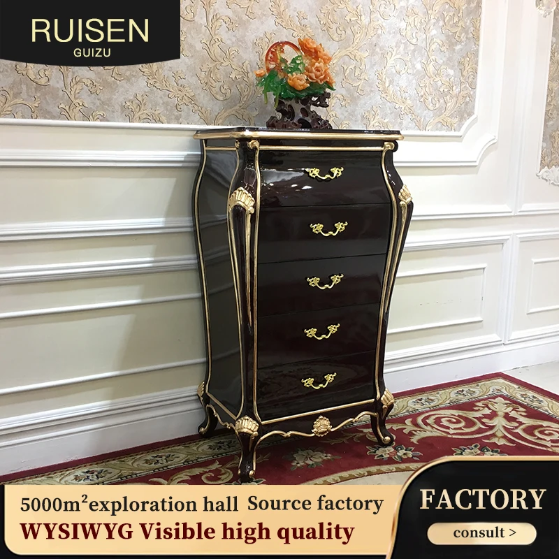 MO LAN European Chest of drawers combination Solid wood locker storage drawer Fighting cabinet wine red paint living room decora