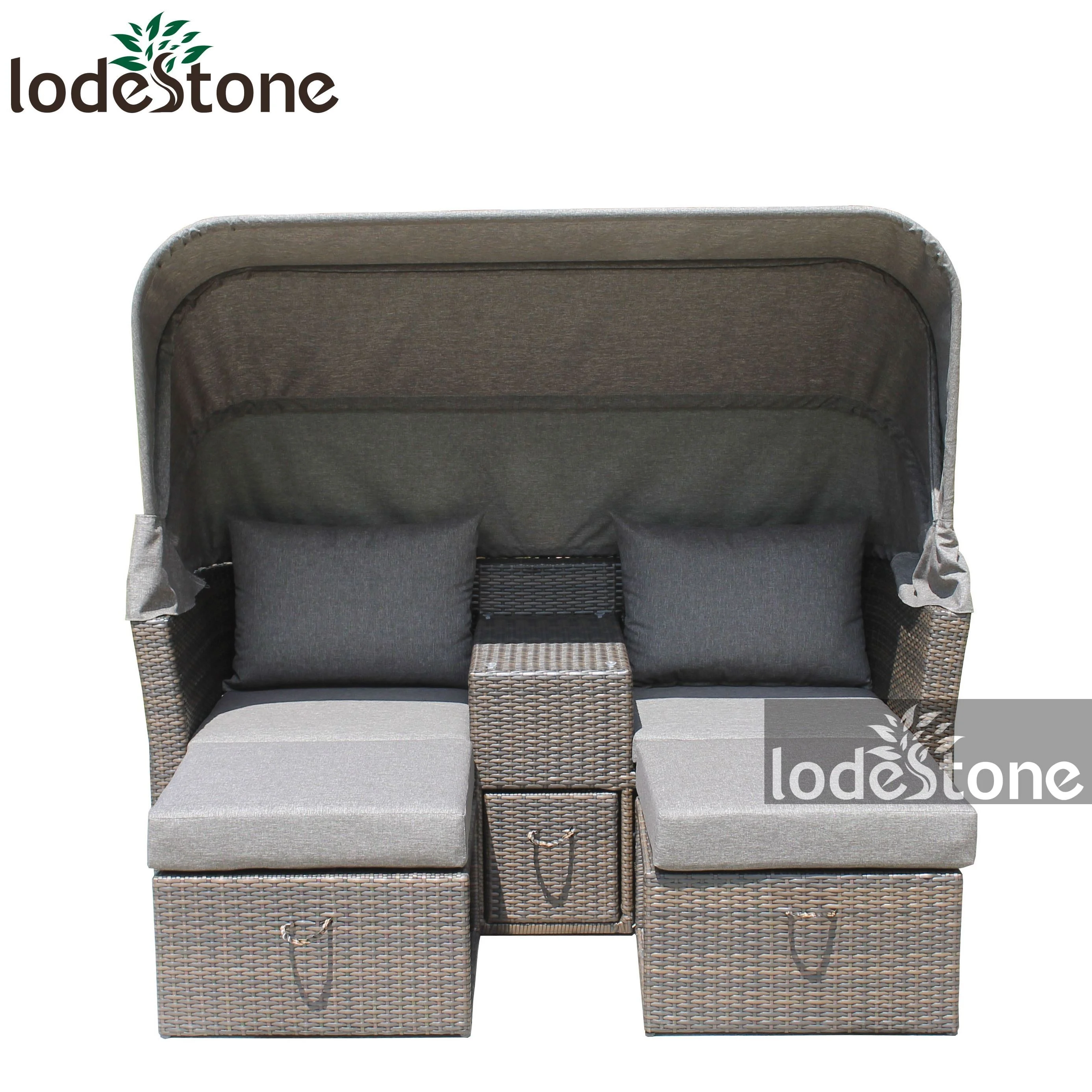 Hot selling ambia garden furniture outdoor rattan sofa with canopy