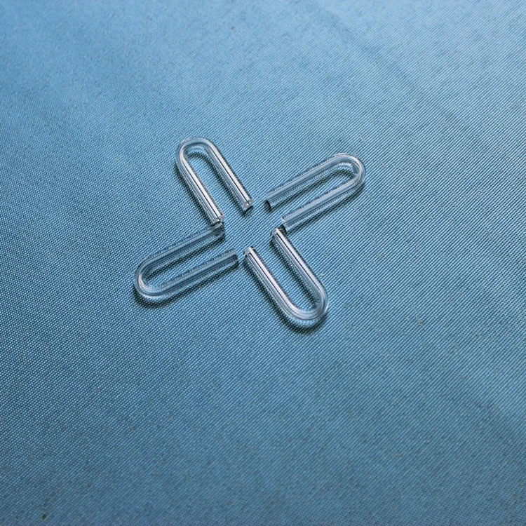 small U shape clear quartz glass tube