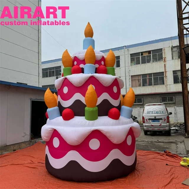 Three-layer decorated inflatable cake, custom inflatable birthday cake for outdoor party