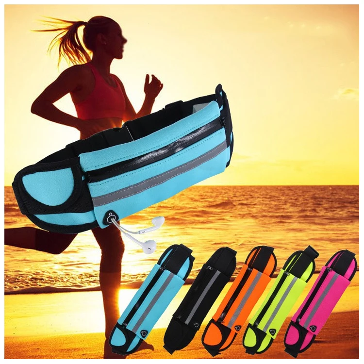 Wholesale Neoprene Elastic Waterproof Fitness Sports Fanny Pack Mobile Phone Running Belt Waist Bag With Bottle Holder