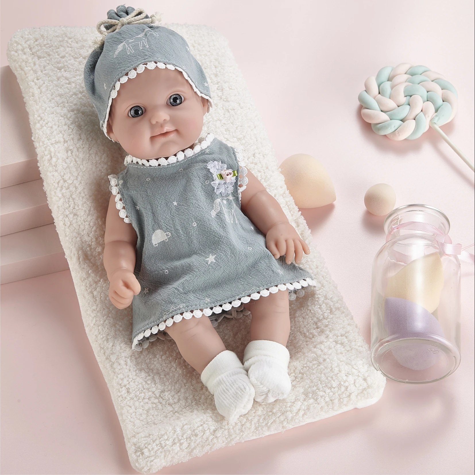 12inch Mini Size Clothes Sets Kids Kits Nipple Lovely Silicone Reborn Dolls