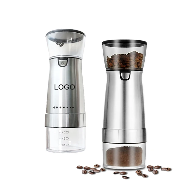 Portable custom coffee grinder can be carried with you, with 5-speed adjustable USB charging