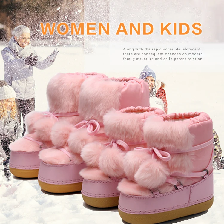 Модные недорогие зимние теплые детские ботинки в европейском стиле для девочек на плоской подошве полуботинки для снежной погоды для детей