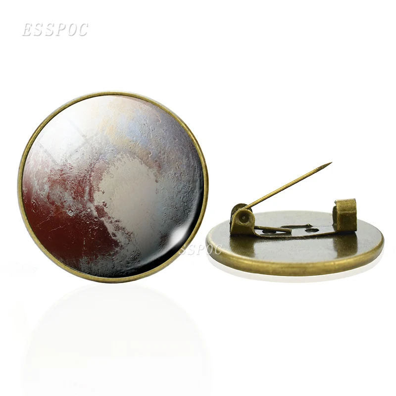 Planet Jewelry Solar System Pins Earth Pluto Saturn Jupiter Sun Moon Glass Dome Brooches Nebula Starry Night Badges