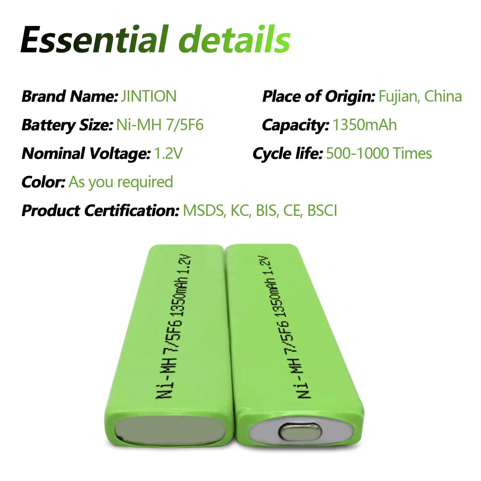 Ni-MH 7/5F6 1350mAh 1.2V rechargeable battery nimh batteries Chewing Gum battery For CD Play electronic dictionary