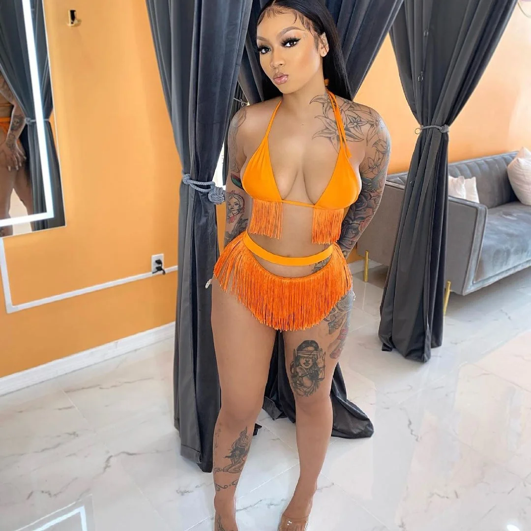 New Arrival Beach Wear Women Swimwear Sexy Bathing Suit Swimsuit 2 Piece Fringe Micro Bikini Set 2022