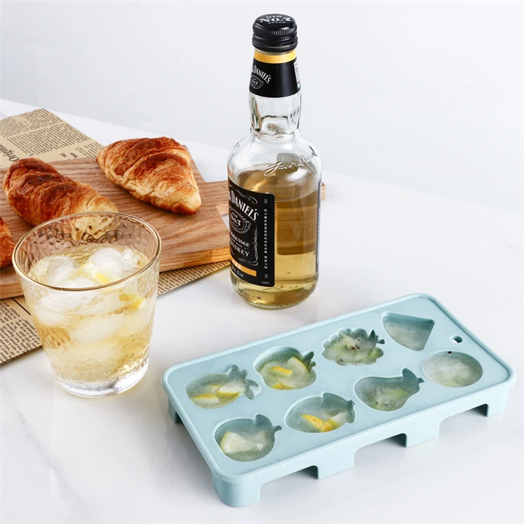 Cute Silicone Fruit Ice Cube Maker Tray Mold Dessert Baking Tools 8 Hole Chocolate Cake Jelly Molds DIY Ice Hockey Soap Mould
