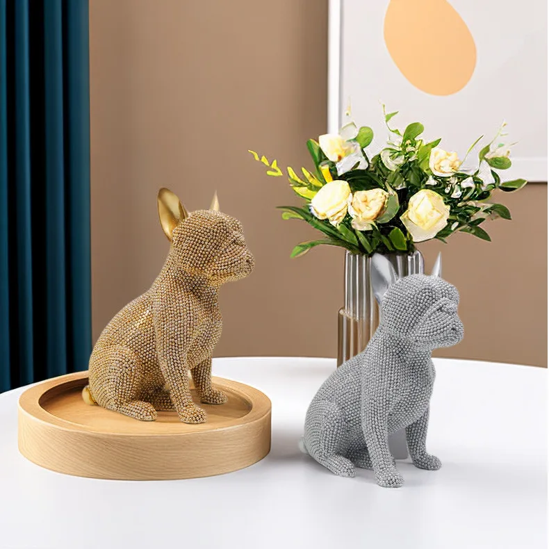 Nordic Modern 3D Resin Dog Ornaments Advanced Sense Creative Sitting Posture Luxury Light Home Decor Living Room Desktop 3D