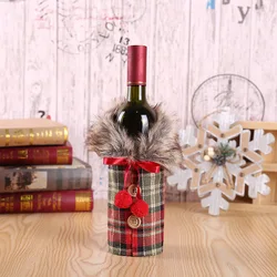 Wholesale Christmas Wine Bottle Cover Merry Christmas Bottle Cover Ornaments Gifts Lattice Wine Bottle Cover Bag
