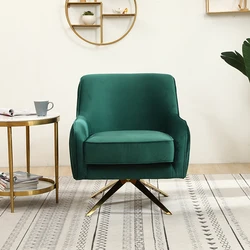 Wholesale Modern Luxury Velvet Upholstered Rotate Stainless Steel Base Dining Chair