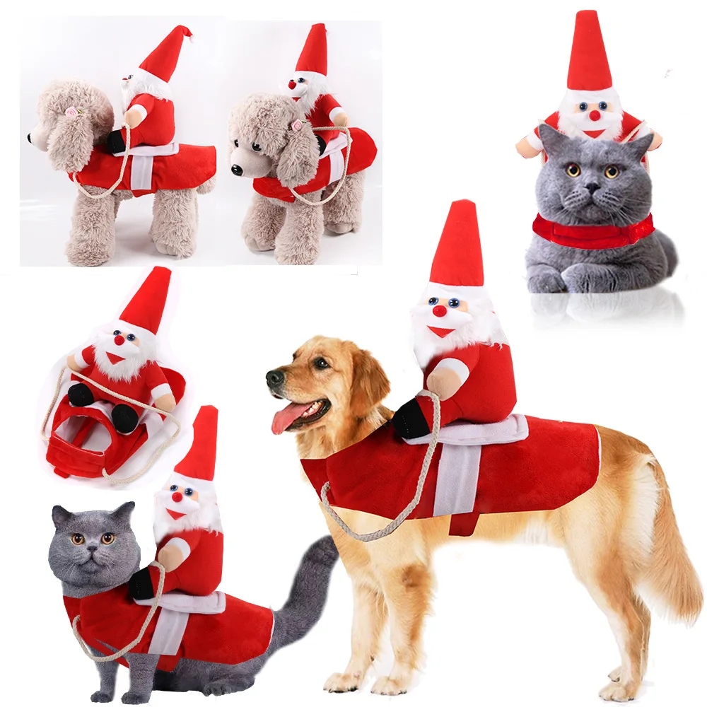 New design high quality Christmas  snowman  ride horse design Christmas holiday large dog clothes hat for big dogs
