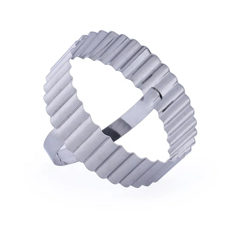 
Hot Sale Stainless Steel Round Crinkle Cookie Cutter With Handle 