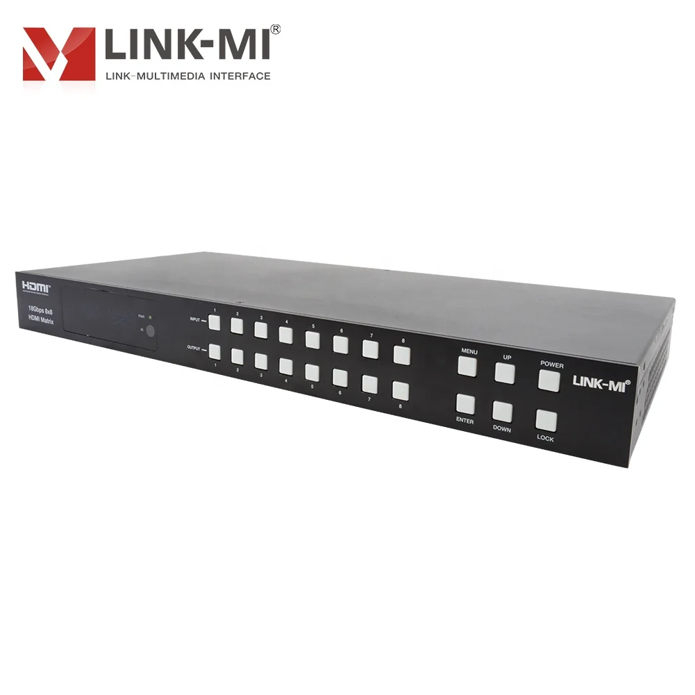 LINK-MI 8x8 HDMI матрица 4K2K @ 60 Гц 18 Гбит/с L/R + коаксиальный аудио downscaler дуги CEC EDID HDCP2.2 Кнопка/ИК-пульт дистанционного управления/RS232/веб-интерфейс управления