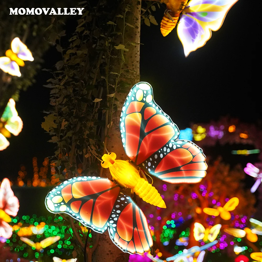 IP65 Outdoor 64CM LED Warm Garden Home and Wedding Decorations Pathway Lighting led butterfly with movement