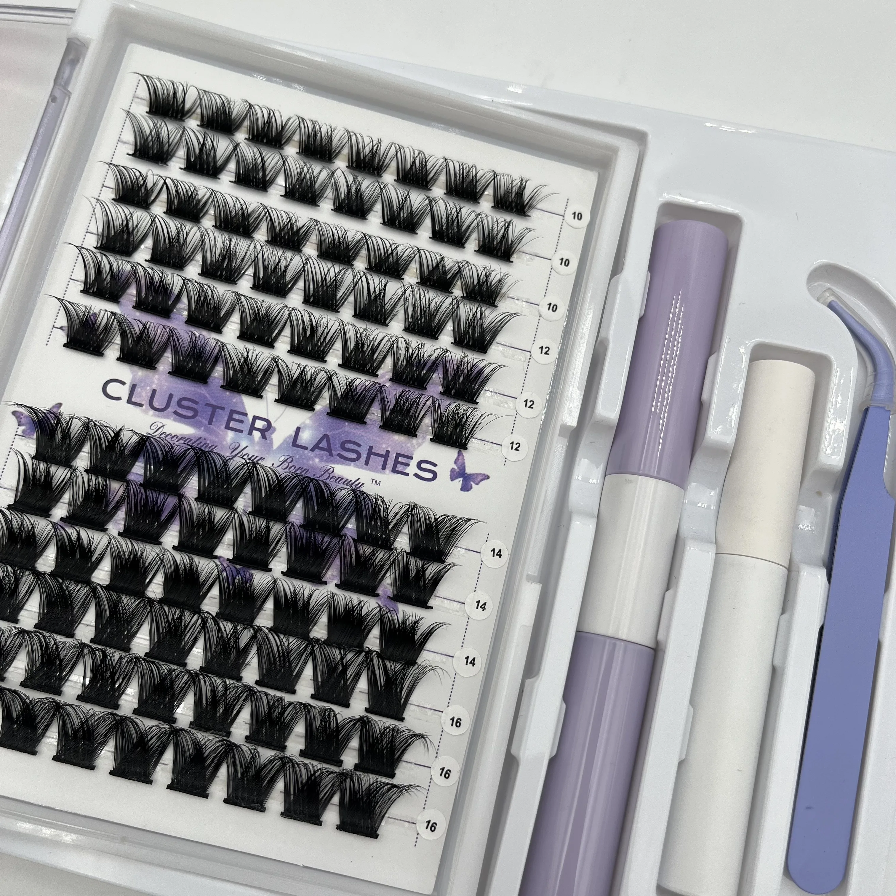 Factory Price Cluster Lashes 240pcs 40D DIY Eyelash Extension Eyelash Extension Kit 10-18mm Fluffy Lash Clusters