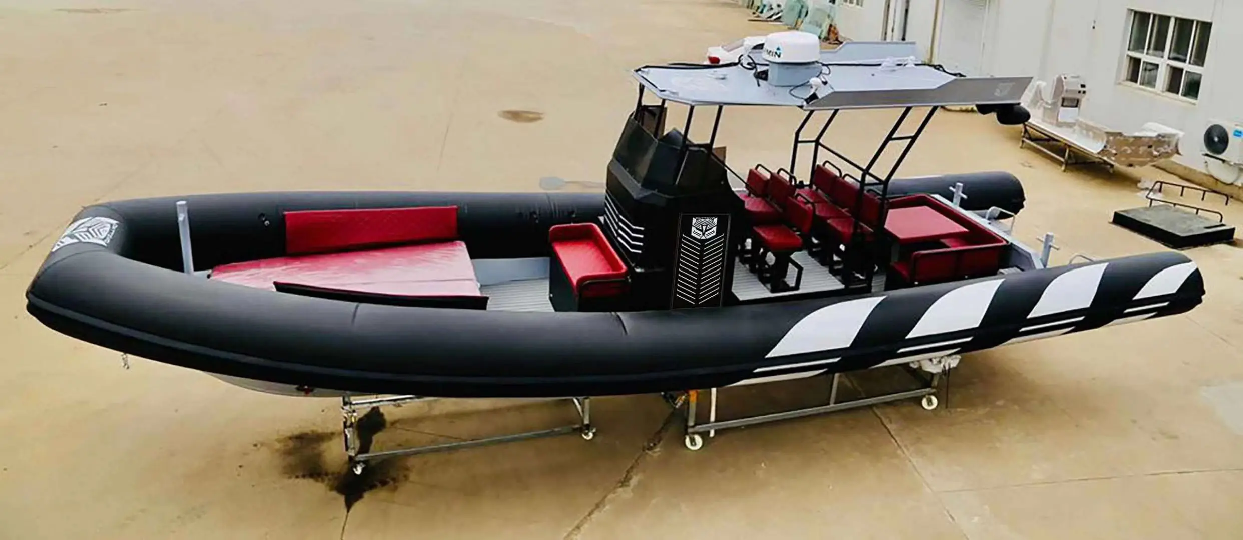 Luxury 28ft RIB860 Deep V Aluminum Hull PVC/Hypalon RIB Boat With T Top Sunshade and Luxury Cushions