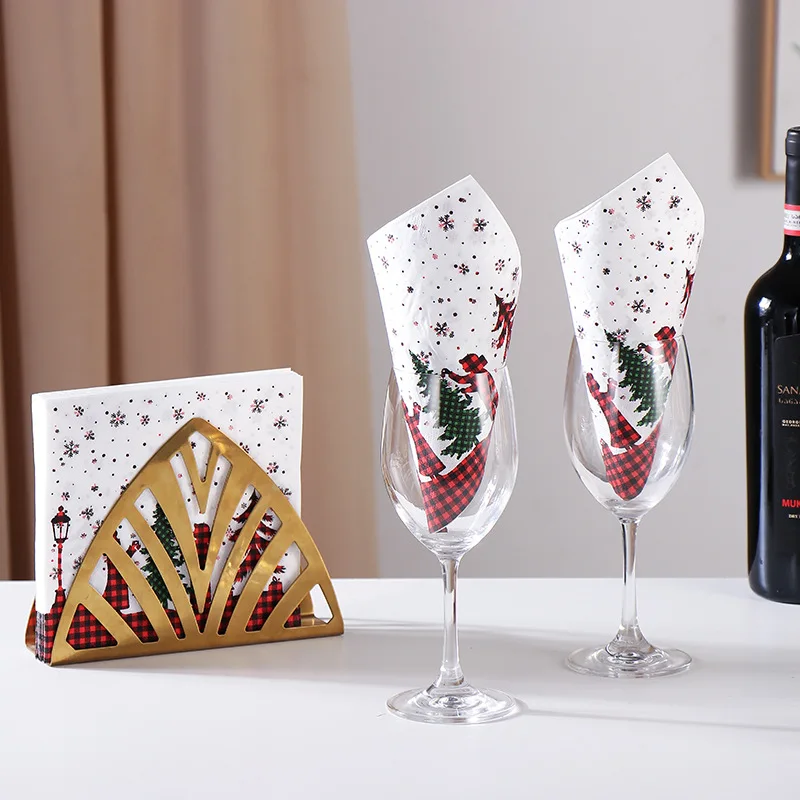 Ready To Ship Napkins Tissue Paper Tree Decorative Santa Merry Christmas 2 Ply 1/4 Fold Printed Dinner Napkin