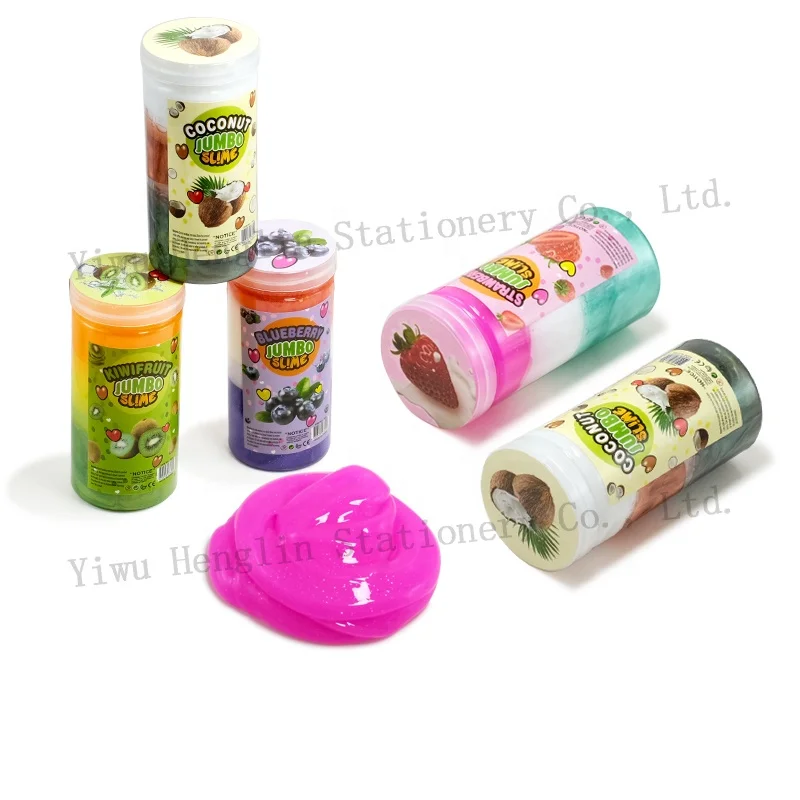 New arrival cute fruit shape jelly soft slime kit rainbow colorful 12 colors funny glitter galaxy charm slime making kit
